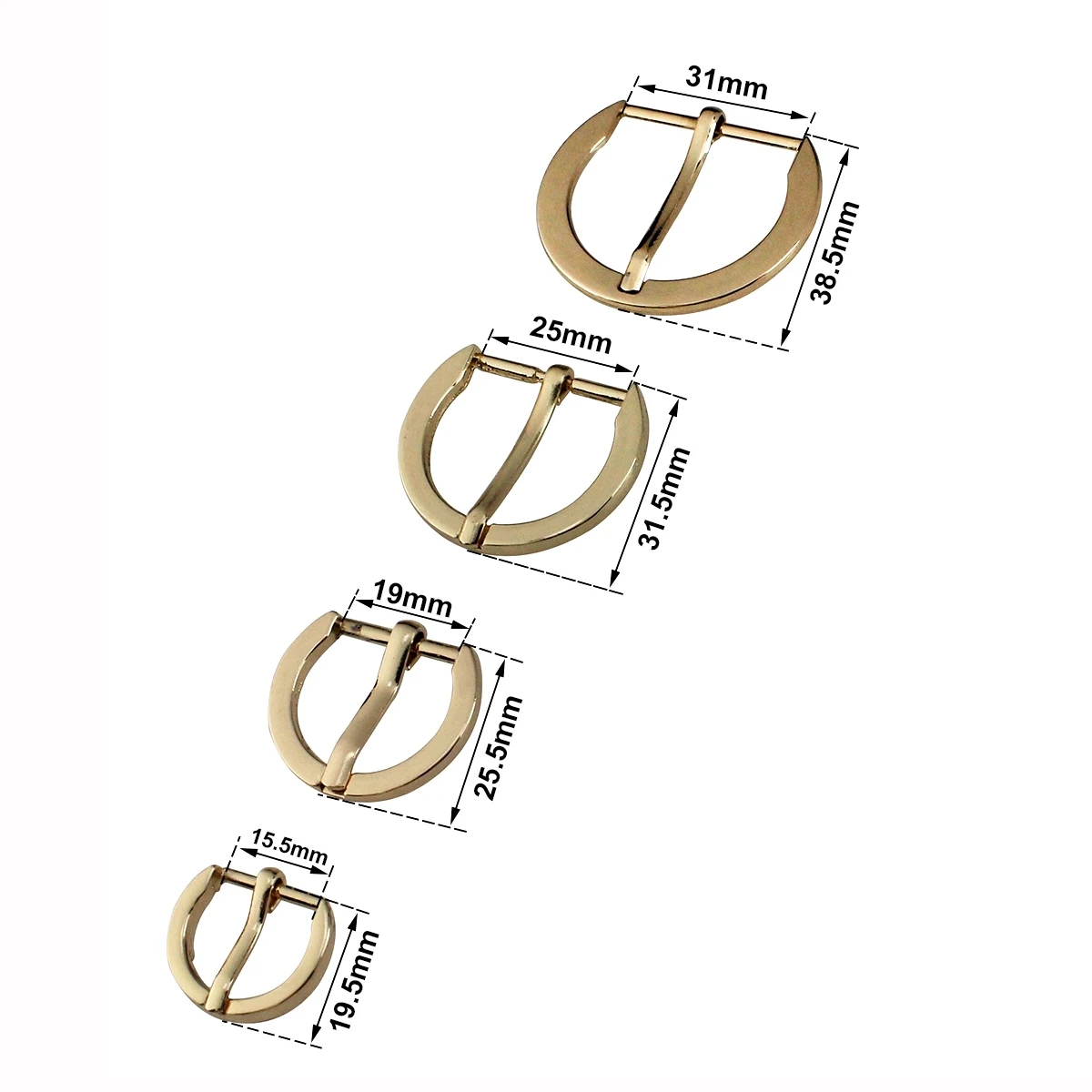 1pcs Metal Semicircle Shape Single Pin Belt Buckle Durable Adjuster Clasp for Leather Craft Bag Strap Belt Shoes Garment Webbing