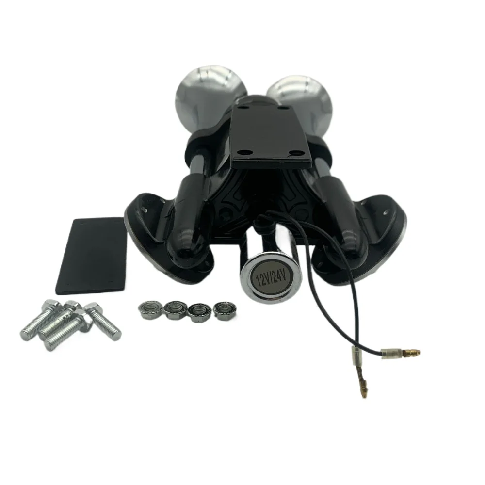 Dual Trumpet Train Air Horn Kit 12V/24V, Complete with Air Tank & Compressor for Truck SUV