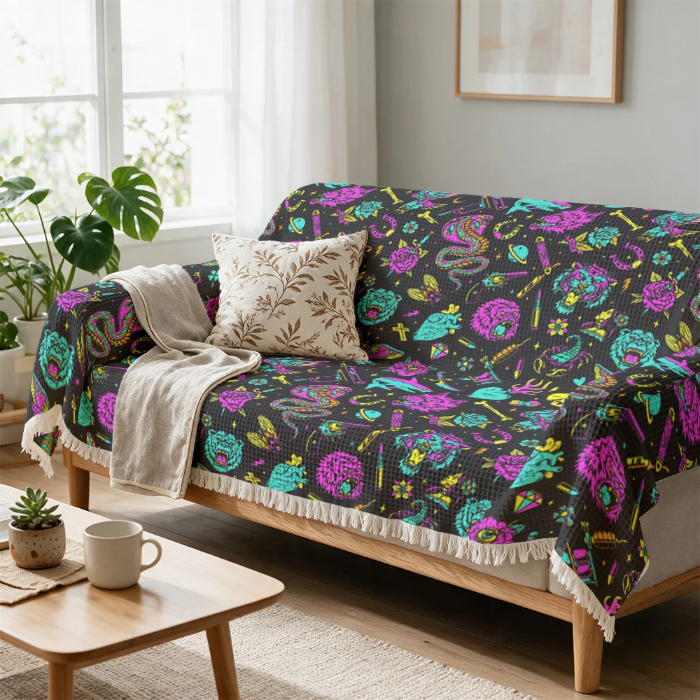 Bohemian Tropical Floral Print Decorative Throw Blanket for Sofa Couch Living Room Accent Cozy Fall Autumn Winter Home Decor
