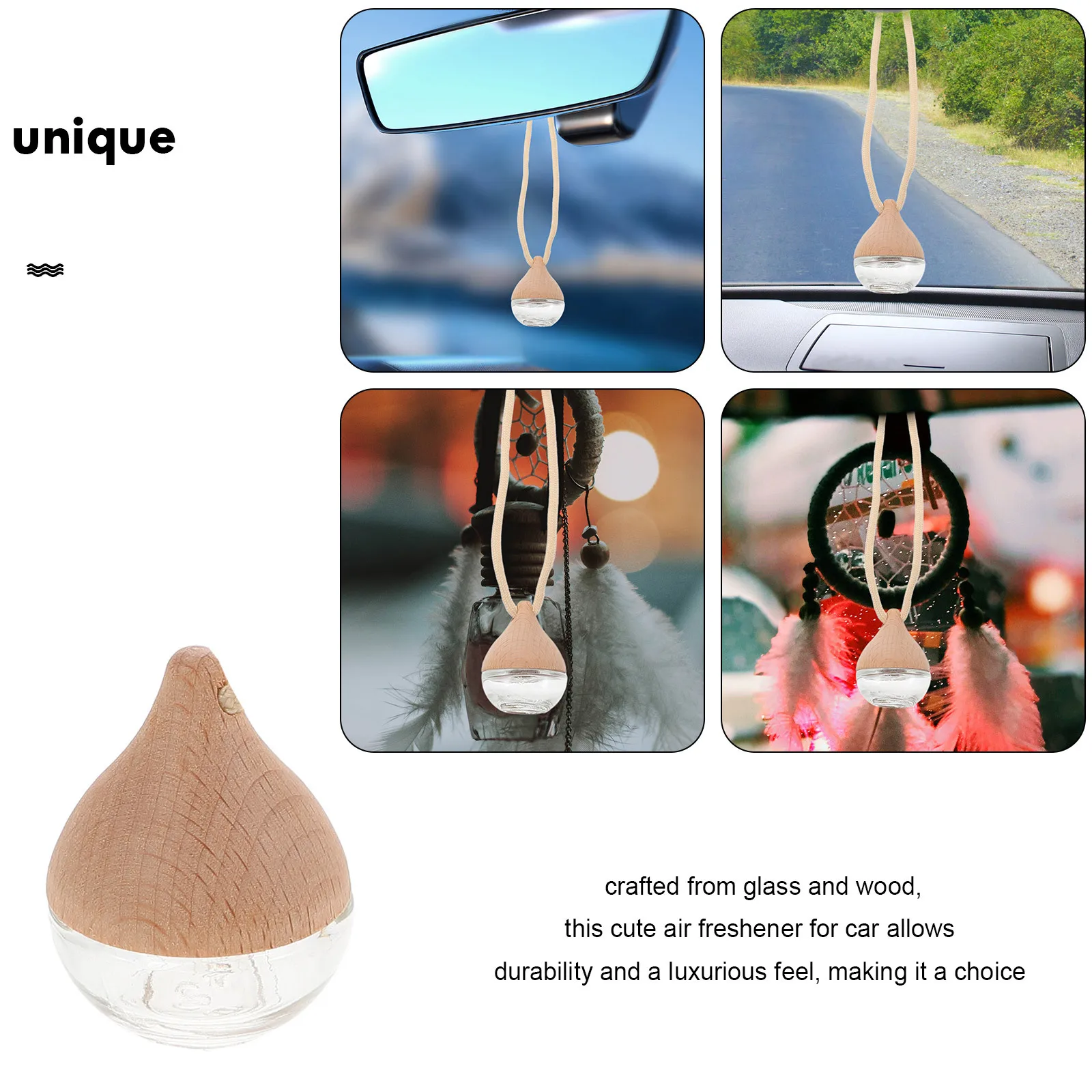 

3Pcs Elegant Glass Car Perfume Hanger Long-Lasting Aroma Essential Oil Freshener Vehicle Accessories Freshener