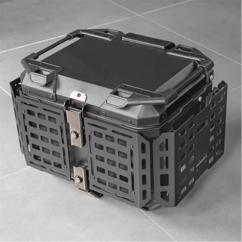 45L 55L Aluminium Motorrad-Topcase Wasserdichter Heckgepäckträger Helm-Aufbewahrungswerkzeugkasten mit faltbarer Schutzschale Universeller Motorradkoffer