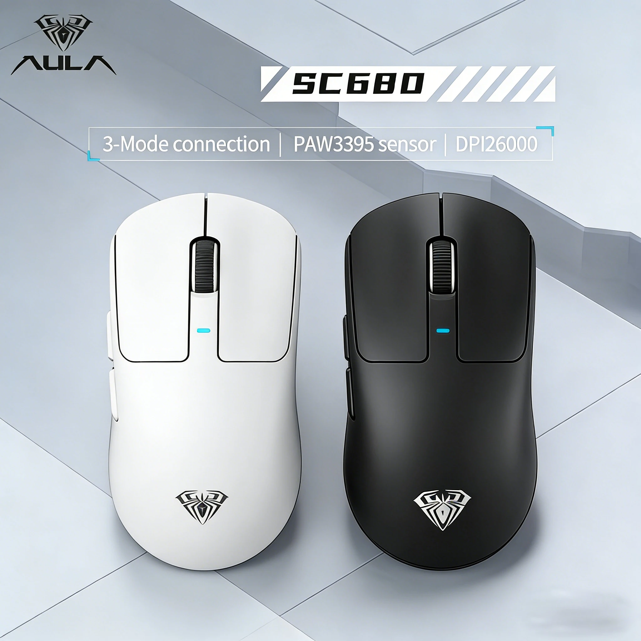 AULA SC680 Wireless Gaming Mouse Tri-Mode 2.4G USB-C BT5.2 PAW3395 8K Polling 26K DPI Lightweight Rechargeable for PC Laptop Mac