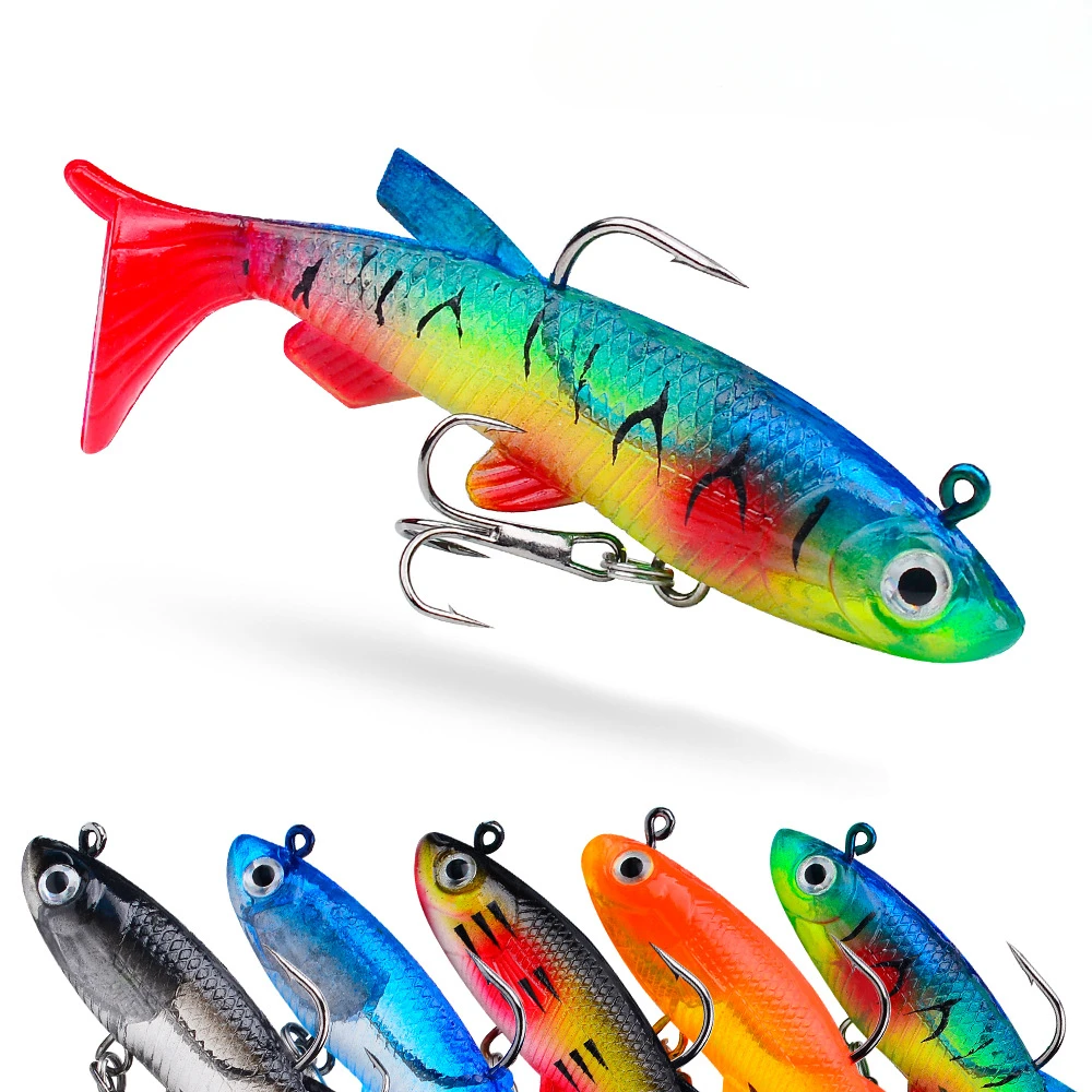 

Silicone Soft Bait T Tail High Quality Swimbait 5pcs 75mm/13.5g Set Artificial Freshwater Saltwate Fishing Lure Wobbler Tackle