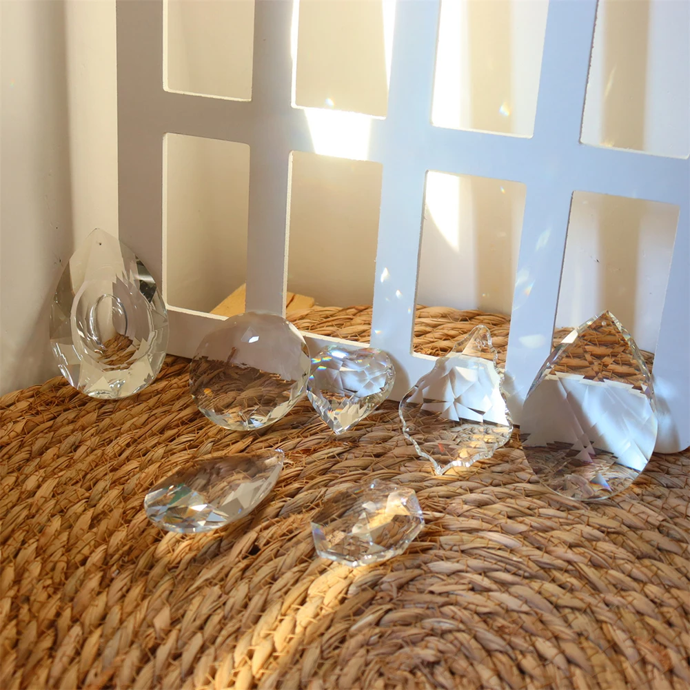 Faceted Glass Crystal Ball Prism Chandelier Crystal Parts Hanging Pendant Lighting Ball Suncatcher Wedding Home Decor