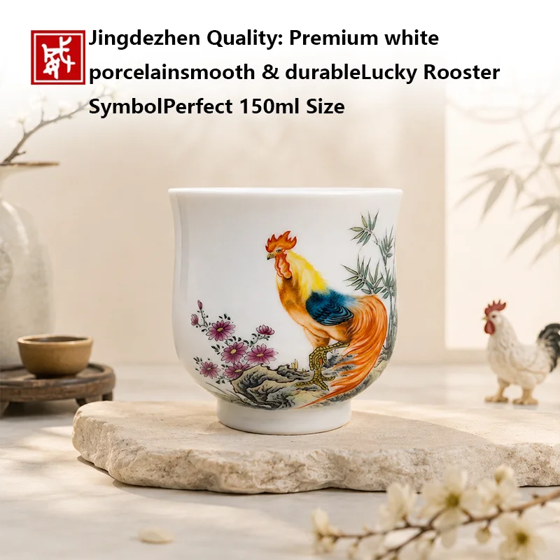 Luxury Jingdezhen Porcelain Master Tea Cup Hand Painted Floral Dragon Magpie Pattern Chinese Kung Fu Single Teacup Collection Gi