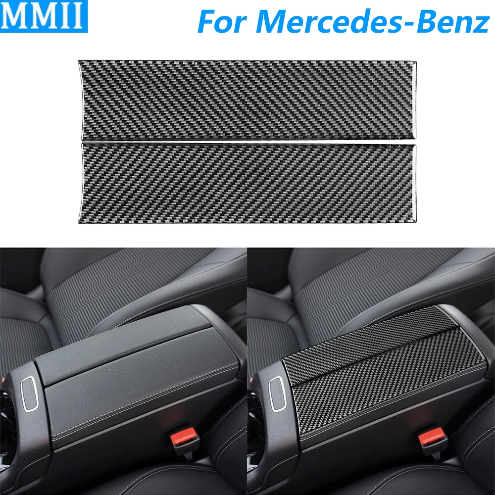 

For Mercedes-Benz B-Class W247 2019-2024 Carbon Fiber Center Armrest Box Storage Panel Cover Car Accessories Decoration Sticker