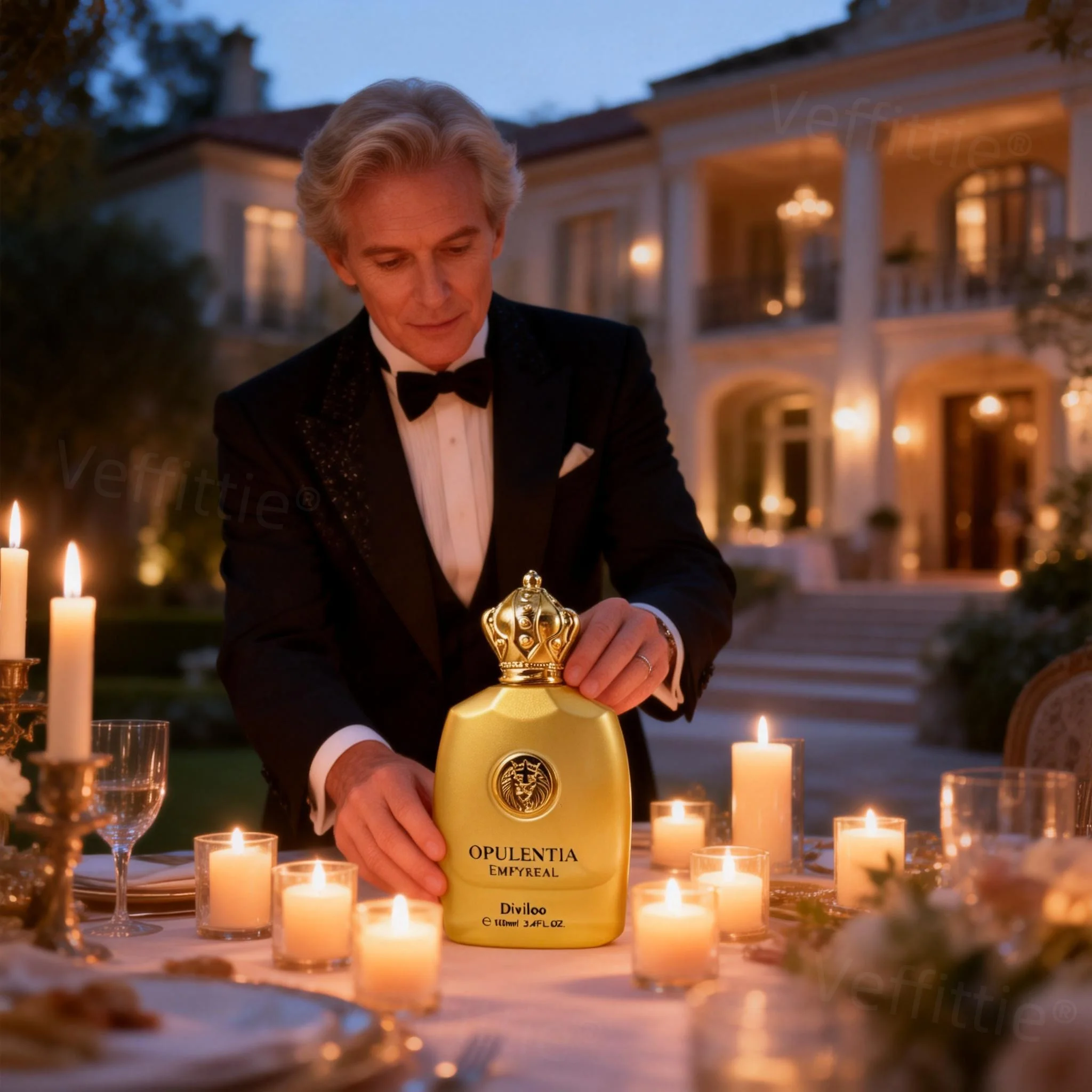 

Opulent Evening Crown Fragrance , Long Lasting Rich Woody Aroma, Formal Gala Wear, Luxurious Scent for Black Tie Dinner Events