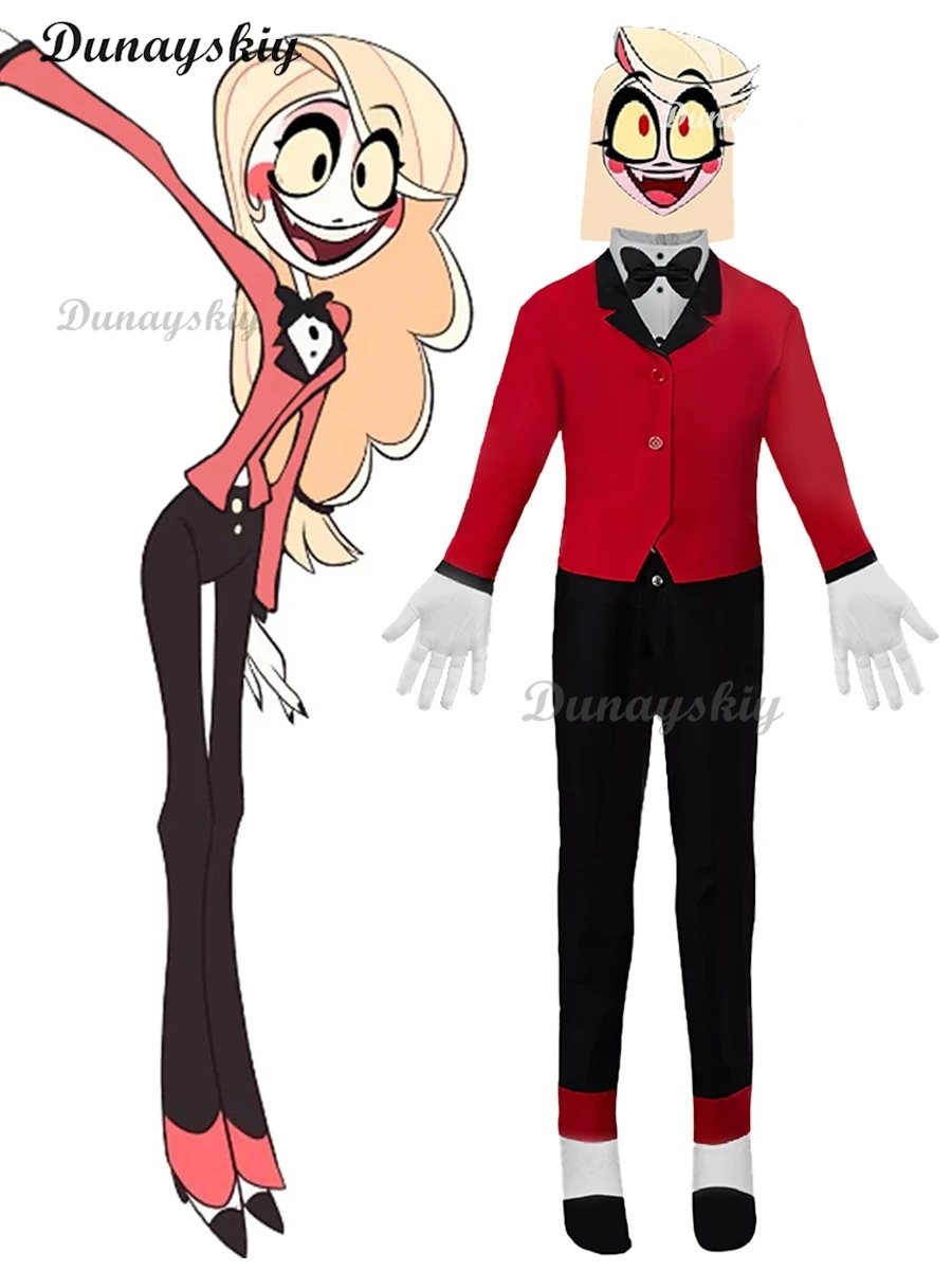 

Anime Hazbin Cosplay Hotel Costume Full Set Uniform Suit with Hat Halloween Outfit for Men Women