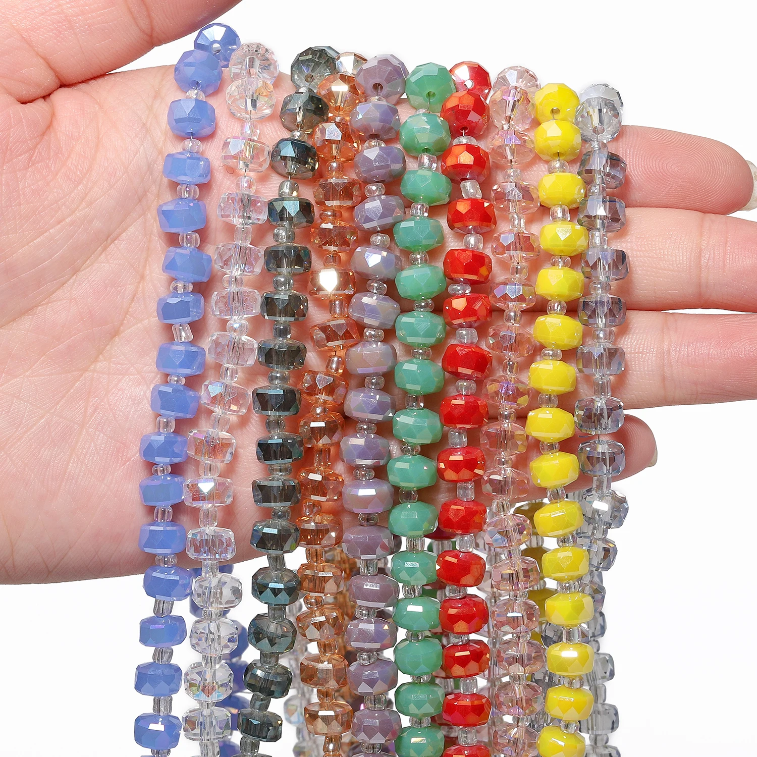 8x5mm Faceted Clear Rondelle Various Colors Crystal Beads Loose Beads For Jewelry Making Supplies DIY Bracelets Accessories 15''