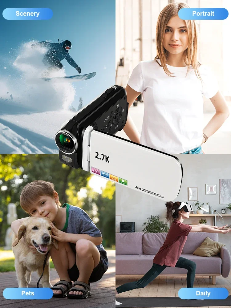 Professionele videocamera's 2,7K camcorder 18X digitale zoom 3.0 IPS touchscreen met gezichtsopname en schoonheidsgezichtscamera