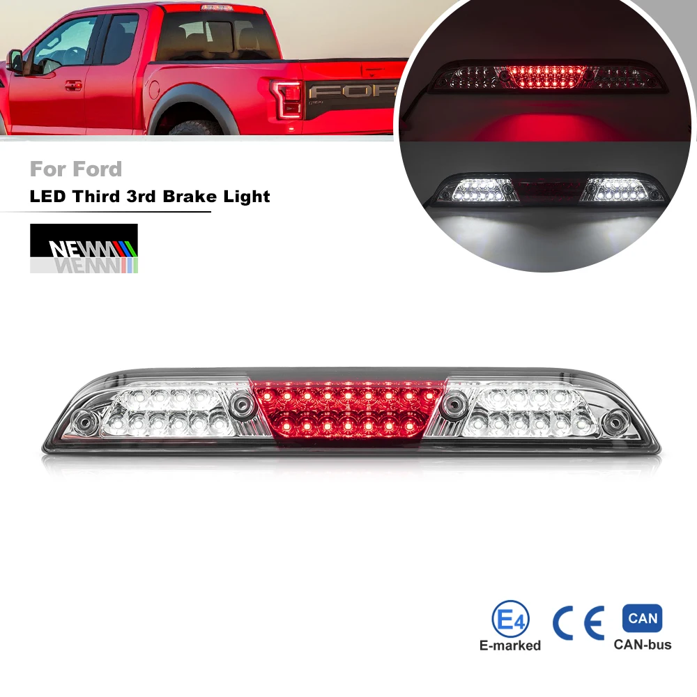 

For Ford F150 2015-2020 F-250 F-350 F-450 2017-2022 Ranger 2019-2021 Maverick 2021+ LED Strobe Third Brake Light Cargo Roof Lamp