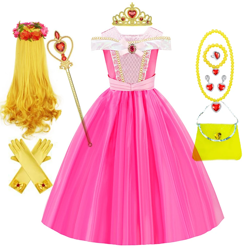 

Sleeping Beauty Costume for Girls Kids Aurora Cosplay Princess Vestido Children Xmas Halloween Party Disguise Dresses Up