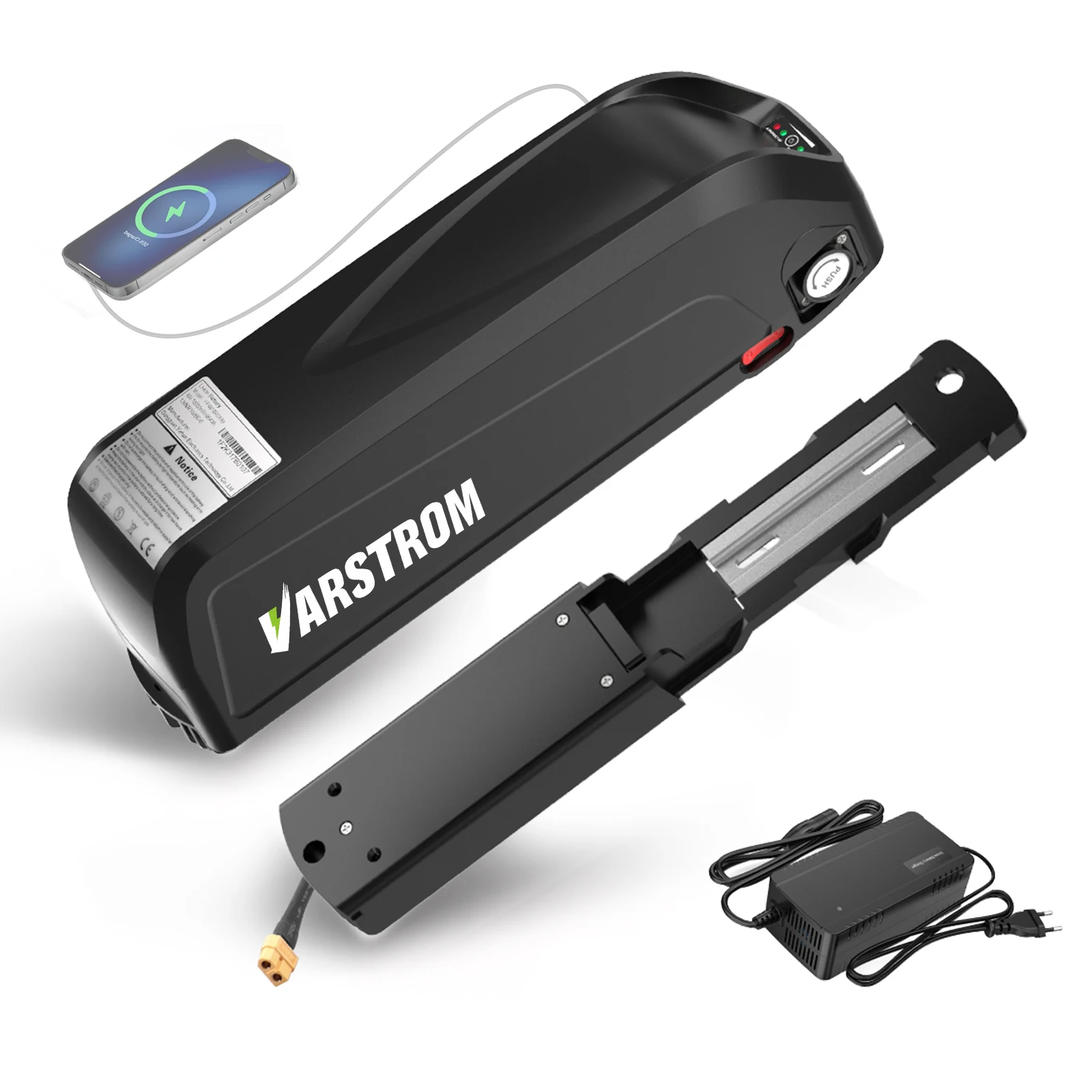 Batterie de vélo électrique Varstrom 36V 24Ah avec chargeur, batterie au Lithium pour vélo électrique, batterie requin à Tube inférieur G80 pour Bafang 250W 350W 500W