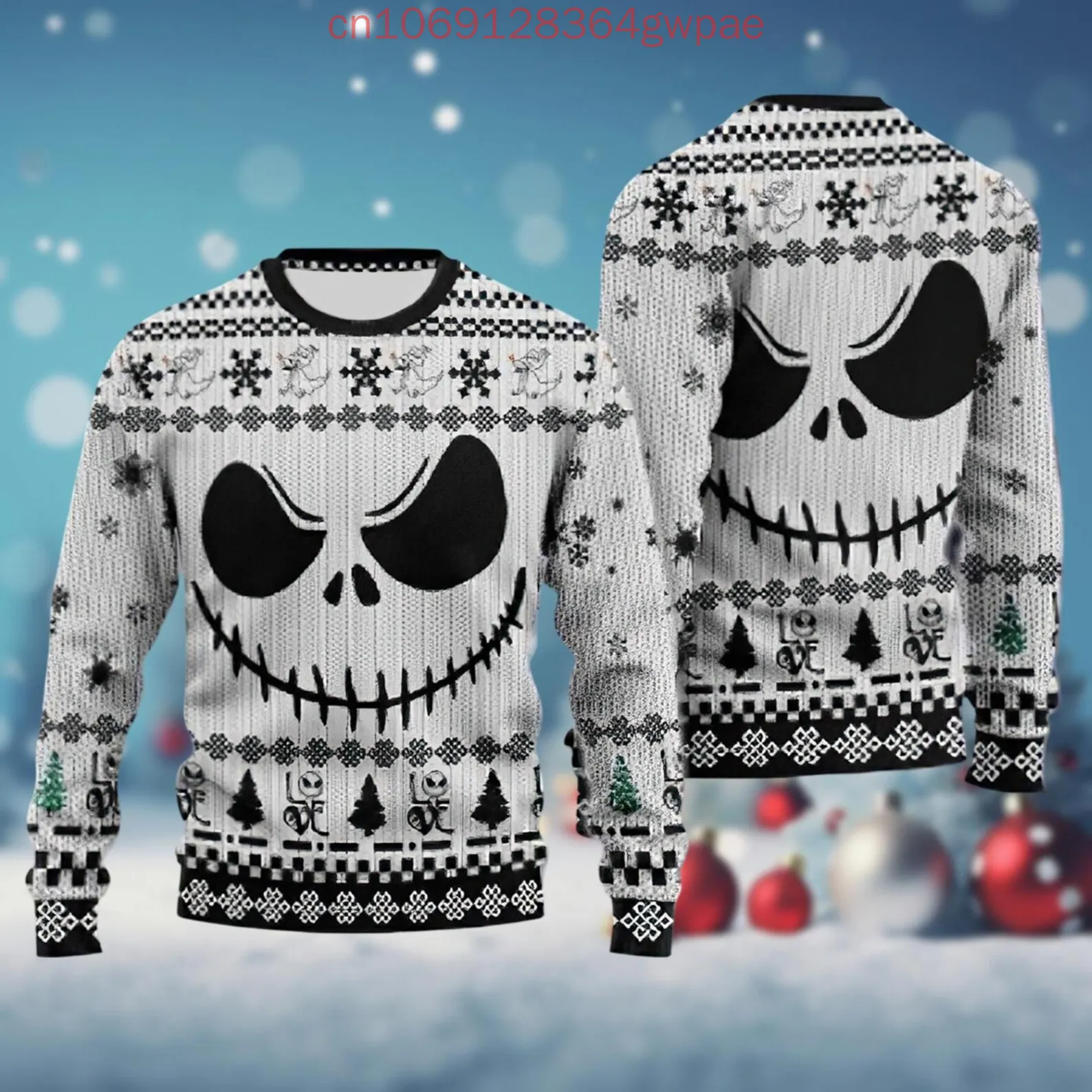 Jack Skellington Christmas Ugly Sweaters Disney Nightmare Before Christmas 3D Print Fashion Men's Womens Christmas Ugly Sweaters