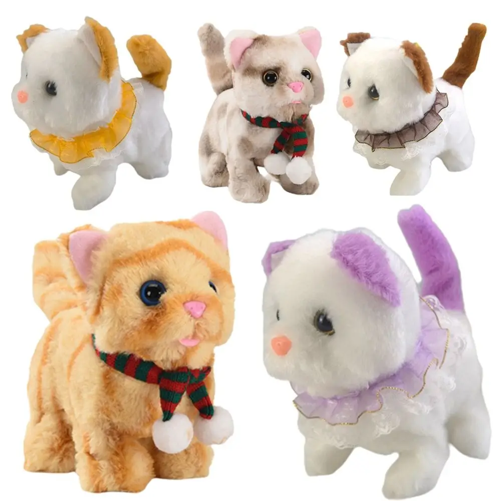 

Plush My Realistic Robot Cat Barking Tail Wagging Simulated Robot Puppy Cat Soft Stuffed Walking Walking Cat Toy Companion Gift