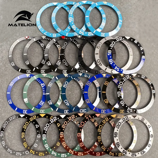 MATELION 38mm Ceramic Alloy Watch Bezel Insert Ring Slope Fit 40mm Watch Case NH35 NH34 GMT Diving Men Watch Part Akcesoria