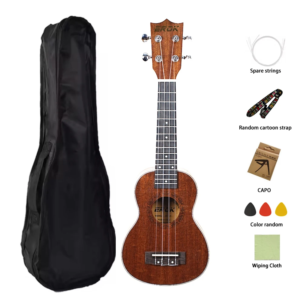 

EROK 21-дюймовая гавайская гитара Sapele сопрано, укулеле для начинающих, комплект, нейлоновые струны, гавайская гитара, рождественский подарок с наборами