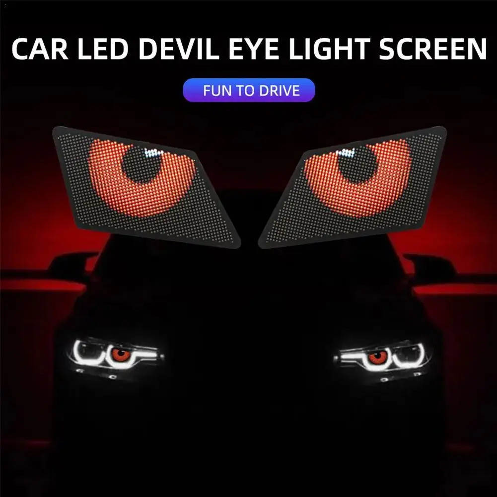 

LED Devil's Eye Angel's Eye LED Screen Car Fog Lamp Decoration Light Arrival Dynamic Cool DIY LED Pixel Screen Protective Cover