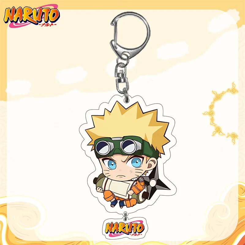 Naruto Keychain Toys Boruto Sasuke Sakura Kakashi Sarada Hinata Minato Anime Figures Acrylic Keychain Pendant Keyring Ornament