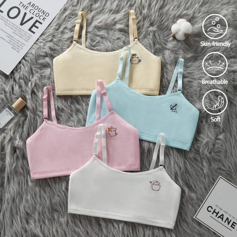 Developmental underwear for elementary school students, children's cotton camisoles, tank tops for 8-12 years old, strapless str