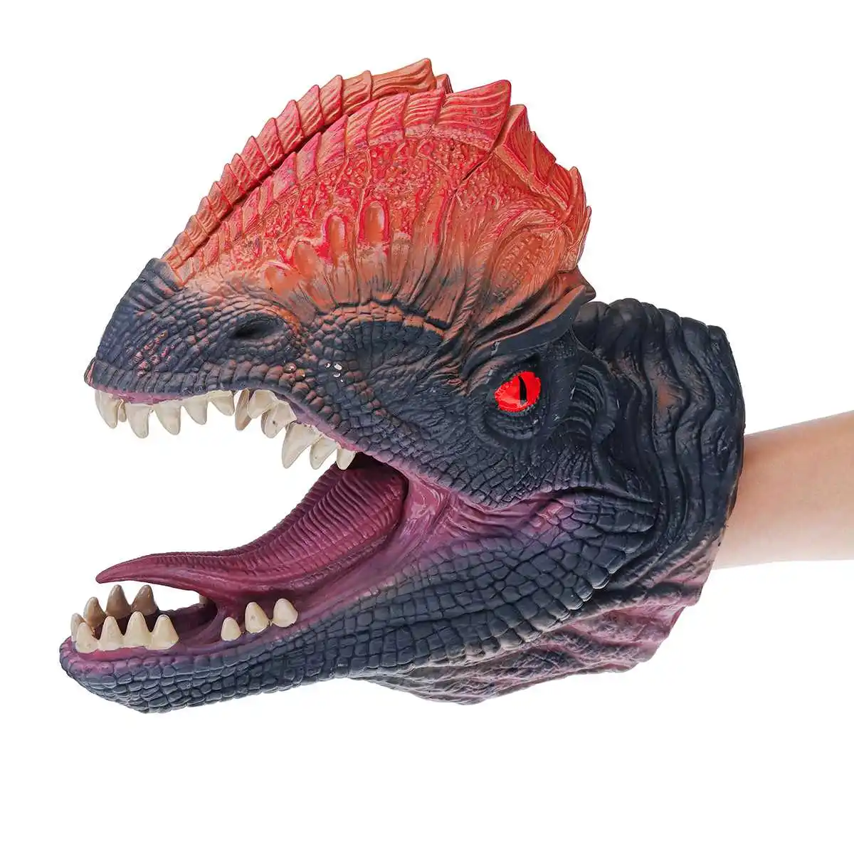 Marioneta de mano de cabeza de Animal de goma de Vinilo Suave, juguetes de figuras, guantes para niños, modelo de regalo de dinosaurio, juguetes de marionetas de mano para niños