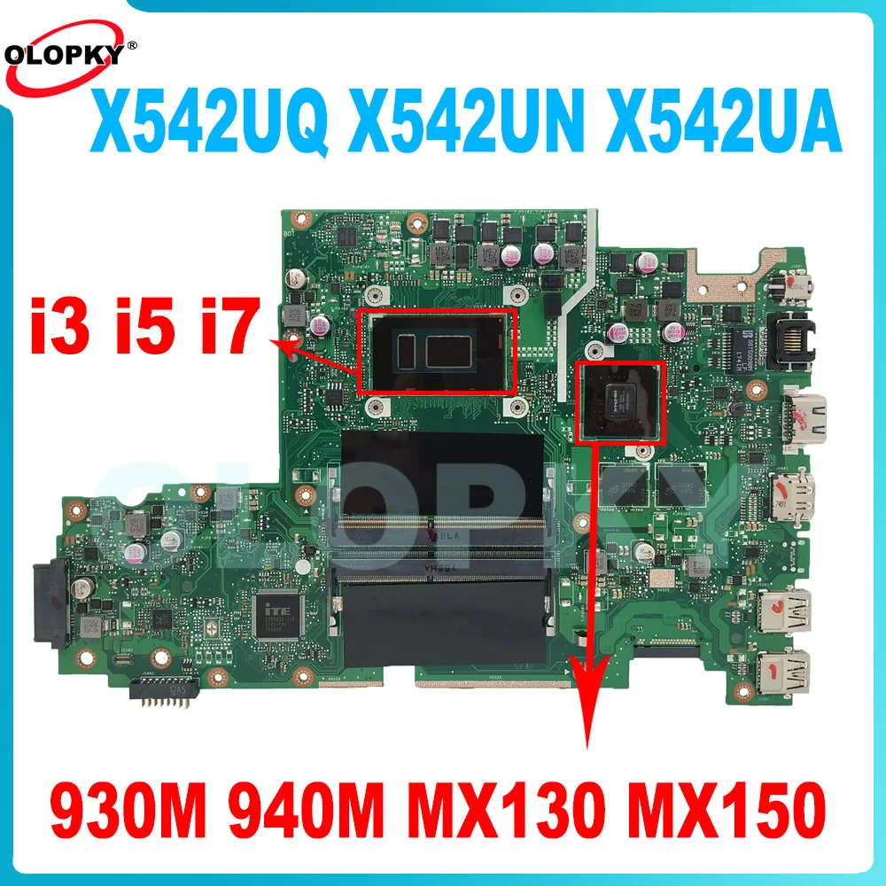 X542UQ motherboard for X542U X542UN X542UA X542UR X542UF X542URV laptop motherboard with I3 I5 I7 CPU 930M 940M MX130 MX150 GPU