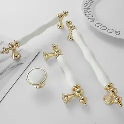 Golden Ivory White Furnitur Hardwar European Fashion Recessed For Furnitur Ceramic Handl Cabinet For Furnitur Handle Hardware