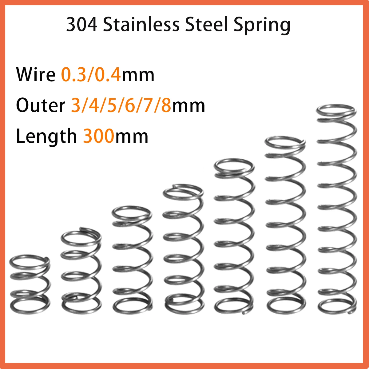 

3pcs/lot Strong Compressed Spring Steel Springs Wire High Elasticity Miniature Spring 0.3-0.4mm Length 300mm Outer 3-8mm