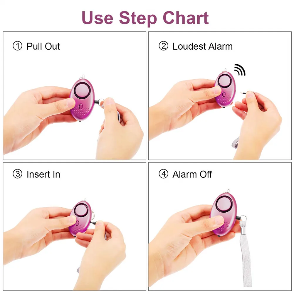 130db Safesound Personal Security Alarm Keychain With LED Lights Self Defense Electronic Device For Women Kids Girls Security