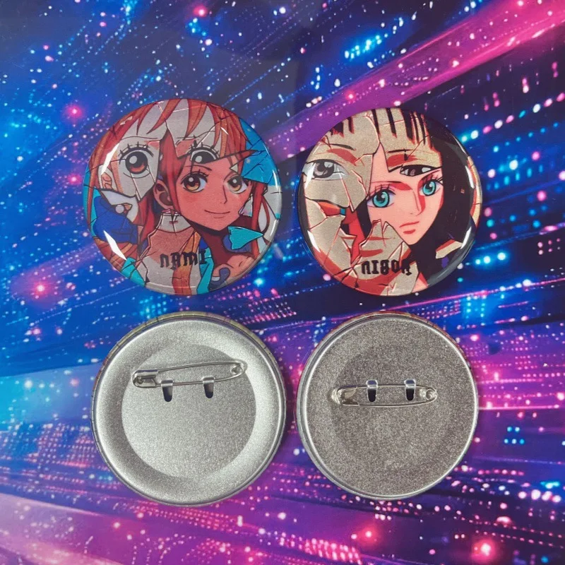 One Piece Anime Badge Pins Luffy Zoro Ace Boa Hancock Cosplay Merchandise Shiny Double Flash Reflective Anime Merch Collectible - view 4