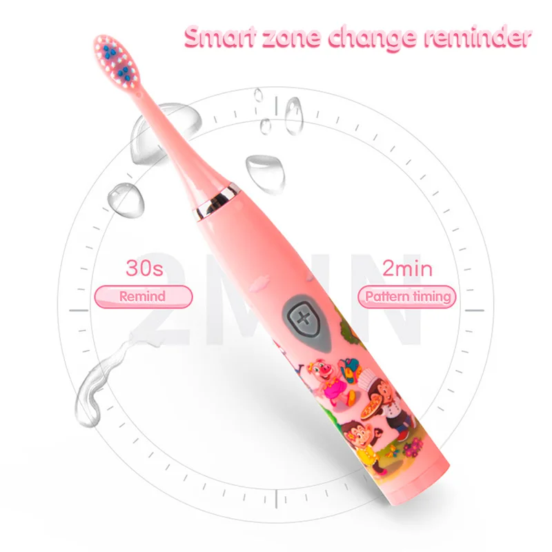 Children Sonic Electric Toothbrush Colorful Cartoon For Kids USB Rechargeable Soft  Automatic Waterproof With Replacement Head