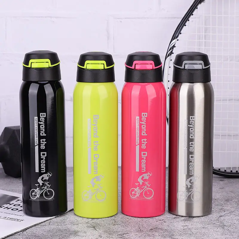 Portable Stainless Steel Thermal Water Bottle, Vacuum Bottles, Insulated Straw Cup, Outdoor Bike Sports, Bicycle, 500ml