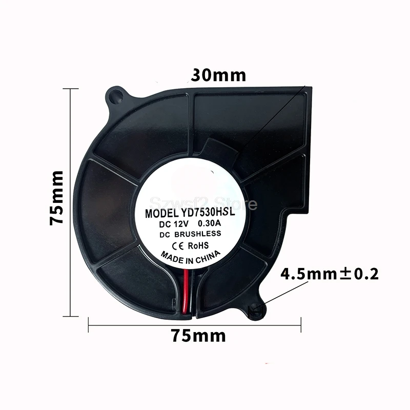 

DC7530 centrifugal turbine cooling fan DC 5V 12V 24V blower oil bearing cooler Power interface 2.54 terminal E2