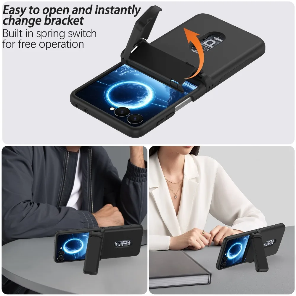 Wallet Card Insertion Folding Phone Case for Samsung Galaxy Z Flip 8 7 FE 6 5 Shockproof Bracket Hinge Cover for Galaxy Z Flip8