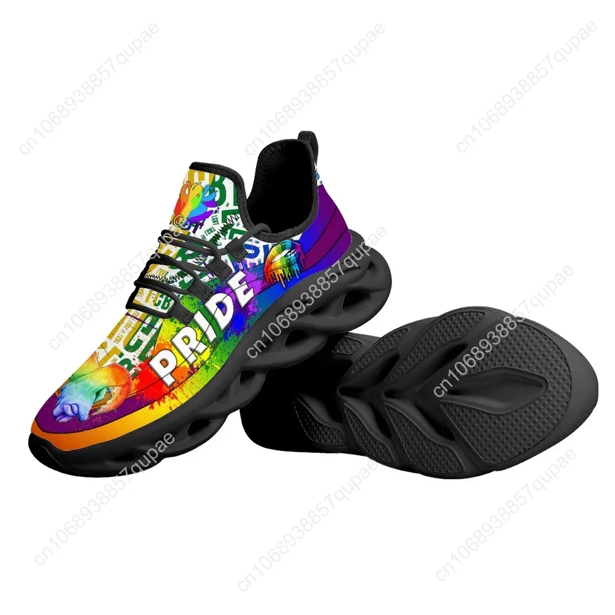 Colorful Pride LGBT Print Platform Flats Sneakers Shoes Men Women Sports Shoes Fashion High Quality DIY Sneaker Custom Made Shoe 5