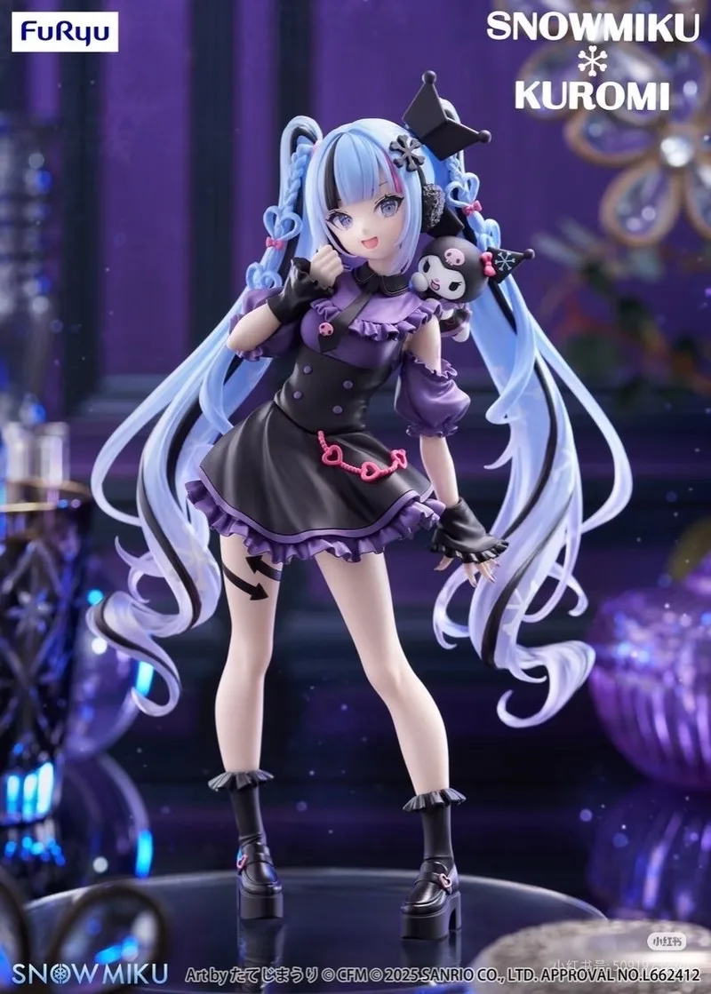  -figurine-originale-furyu-trio-try-it-hatsune-miku-19cm-snow-miku-x-kuromi-figurine-d'anime-en-pvc-jouets-cadeaux-collections