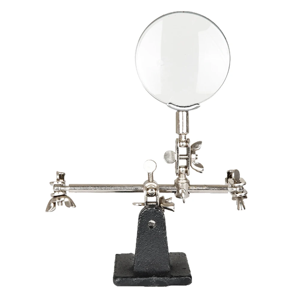 

5X Helping Hand with Magnifier Adjustable Soldering Magnifying Glass with Alligator Clips Magnifying Lens for Soldering Crafting