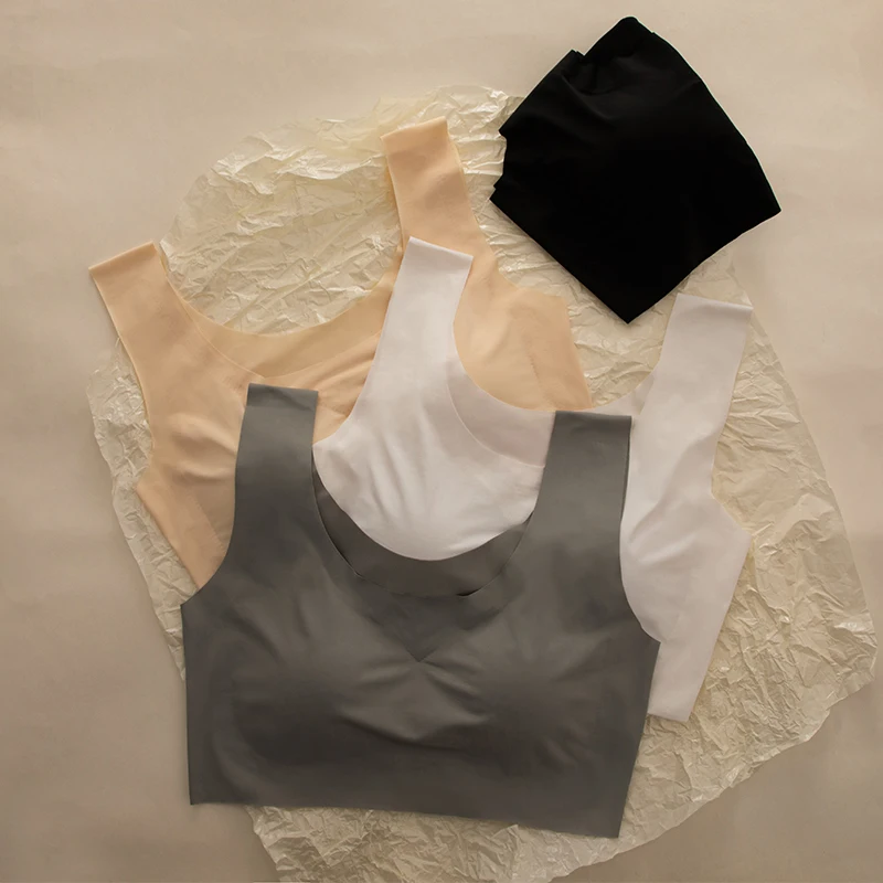 3dílná dámská spací podprsenka Ice Silk, sportovní vesta, pohodlná, prodyšná, šetrná k pokožce, široké ramenní popruhy, odnímatelná hrudní vycpávka - náhled 2