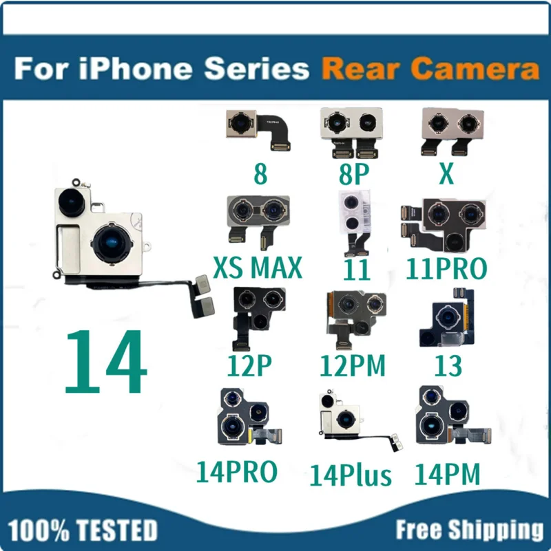 top seller Disassembly Rear Camera For iPhone X XS XR XS MAX 11 12PRO 13 14PLUS 14 PRO MAX Back Rear Main Lens Flex Cable