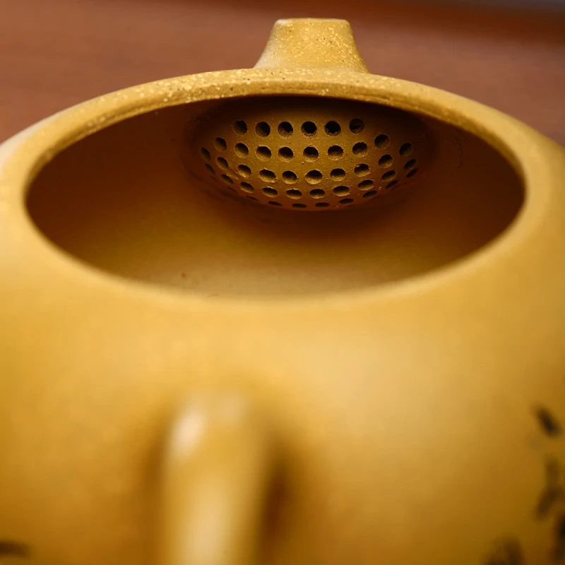 190ML Small Capacity Real Handmade Yixing Kettle Raw Ore Duan Mud Teapot Birds Pattern Ball Hole Filter Superior Golden Tea Pot