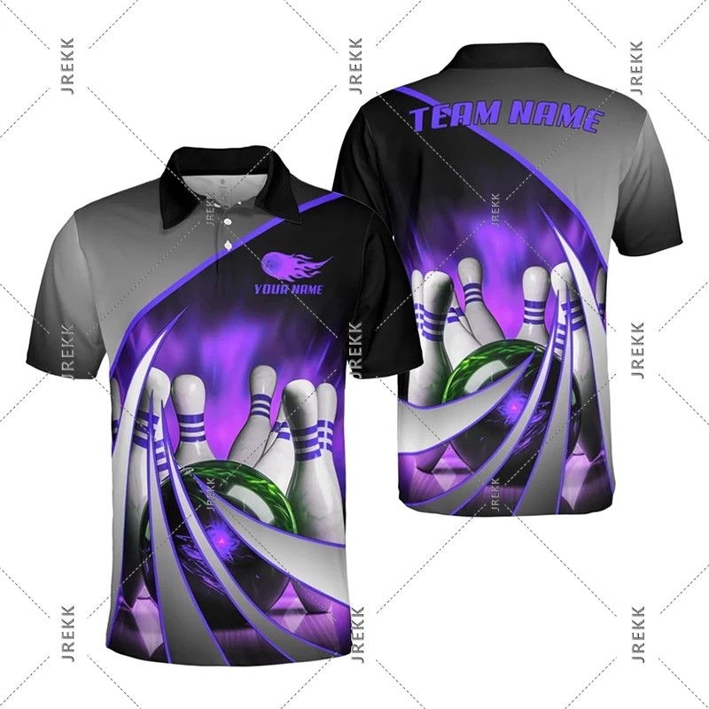 Bowling Polo Shirt For Men's Clothing Customize Team Name Short Sleeve Sport Shirts New Novel Summer Fashion Trend Adult Top