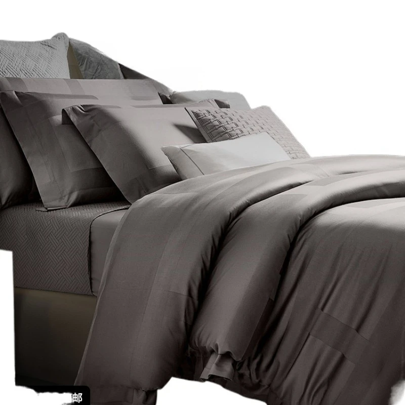 

Four-piece set of pure cotton Class A 100 pieces, hotel light luxury high-end bedding sheets, winter