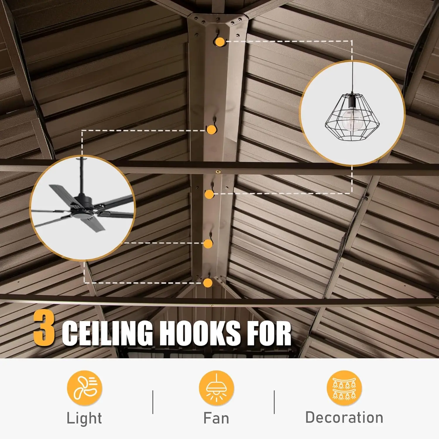 شرفة مرتفعة صلبة مقاس 14 × 20 قدمًا، وسقف مزدوج من الفولاذ المجلفن وإطار من الحبوب الخشبية #3