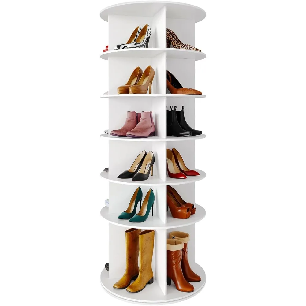 Rotating Shoe Rack 6 Tier Organizer, High Bottom Design Shoes Tower,  Closet Handbag Display Rotate Organizers, Shoe Rack