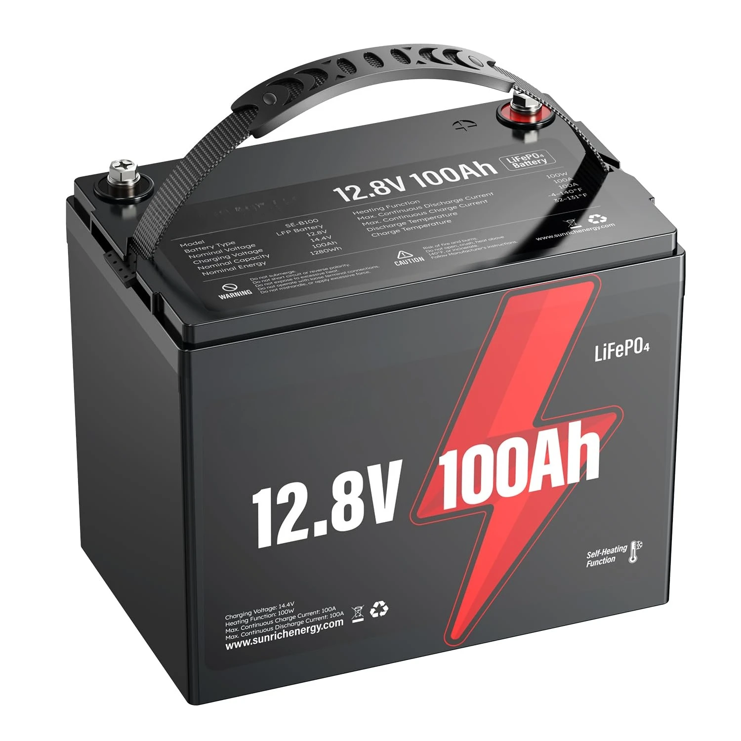 

12V 100Ah Self-Heating LiFePO4 Battery – , BCI Group 24, 100A BMS, Low Temp Protection, Ideal for RVs, Trolling, Customized