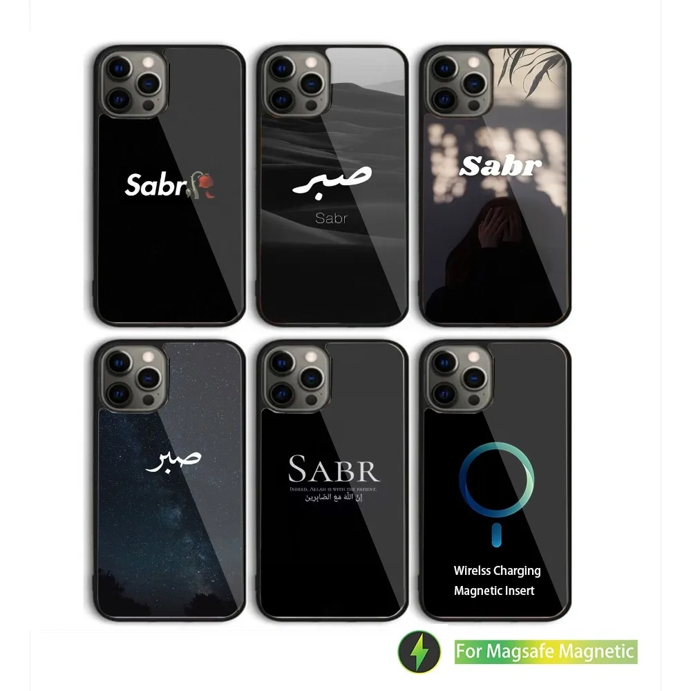 Sabr เคสโทรศัพท์ความอดทนสําหรับ iPhone 15,14,13,12,11,Plus,Pro,Max Mini Magsafe การชาร์จไร้สายแบบแม่เหล็ก