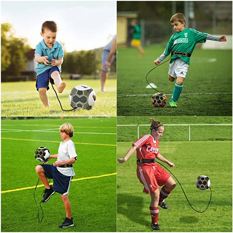 Soccer Ball Juggle Bags Children Auxiliary Circling Belt Kids Football Training Equipment Kick Solo Soccer Trainer Football Kick