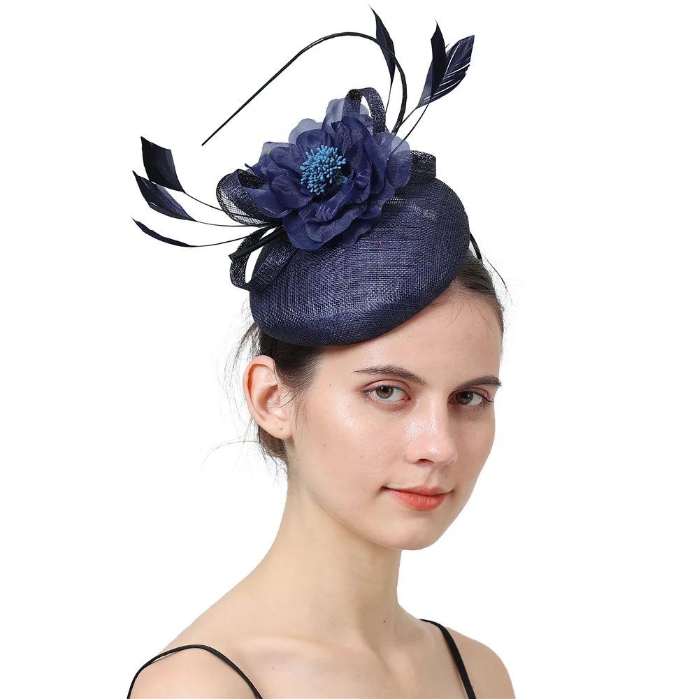 

Ladies High Quality Sinamay Fascinator Hats For Women Bride Wedding Church Party Hair Accessories Race Headwear With Hair Clip