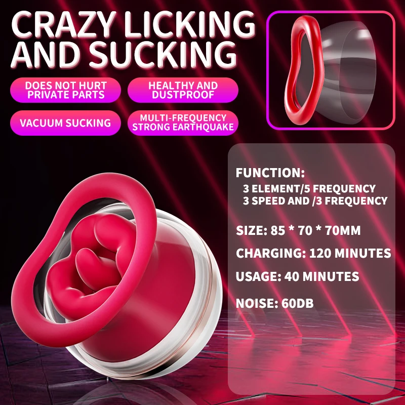 Rose Red Lips Lick Suck Vibrator Strong Sucking Nipple Female Clitoris Vagina Stimulator G Spot Massager For Women Adult Sex Toy