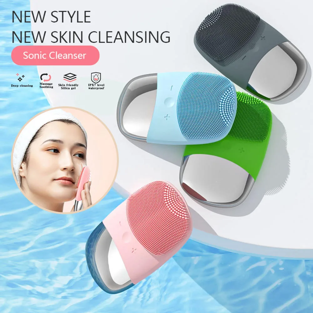 Handheld Silicone Facial Cleanser 4 Gear Adjustable Face Massage Brush Face Beauty Supplies